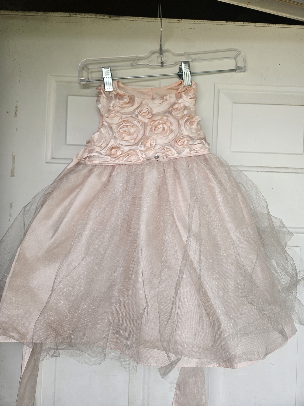 marmellata Blush Pink Rosette Tulle Party Dress